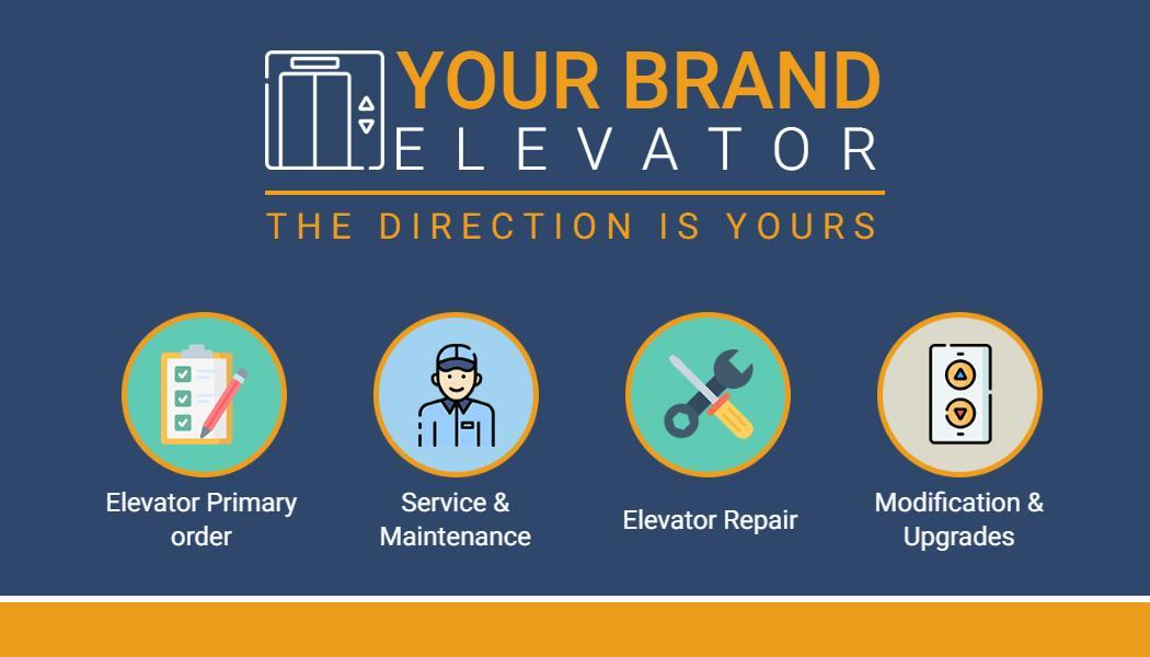 Stylish Blue Elevator Service Visiting Card Template