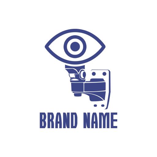 Stylish Blue Eye and Camera Design for CCTV Security Logo Template