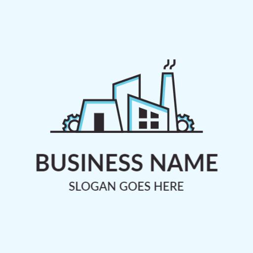 Stylish Blue Factory Design Representing Manufacturing Sector Logo Template