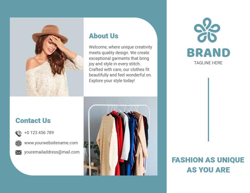 Stylish Blue Fashion Apparel Showcase and Discount Brochure Template