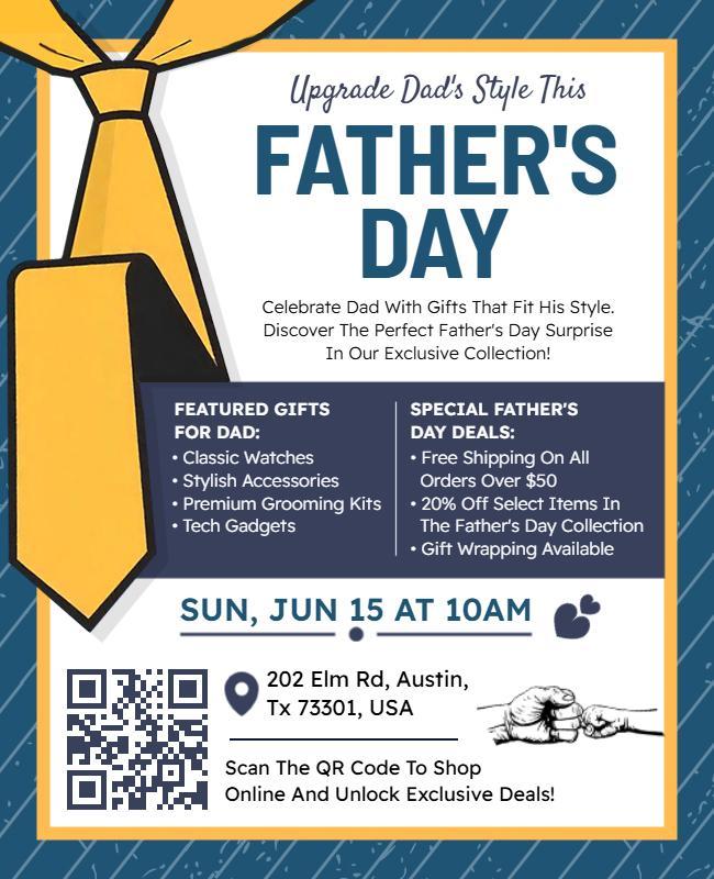 Stylish Blue Father's Day Gift Celebration Poster Template