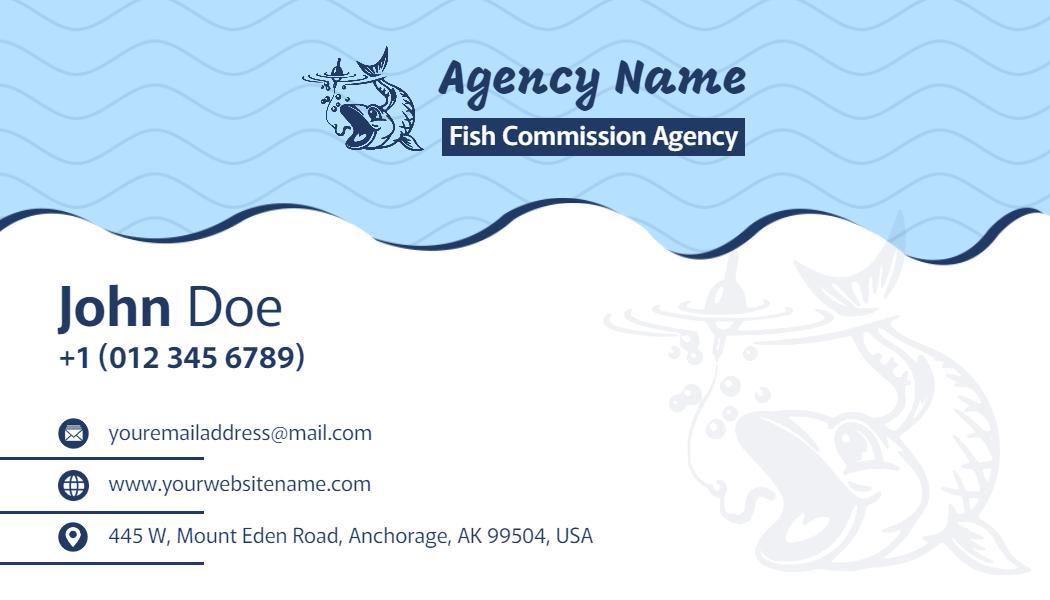 Stylish Blue Fish Commission Agency Visiting Card Template