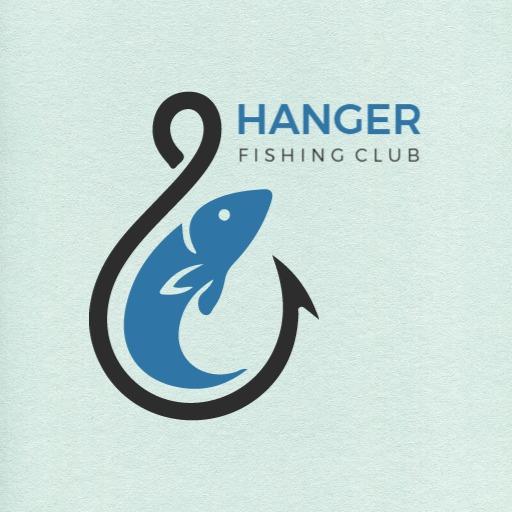 Stylish Blue Fish Hook Design for Fishing Club Logo Template