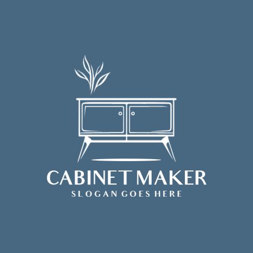 Stylish Blue Furniture Cabinet Maker with Leaf Design Logo Template