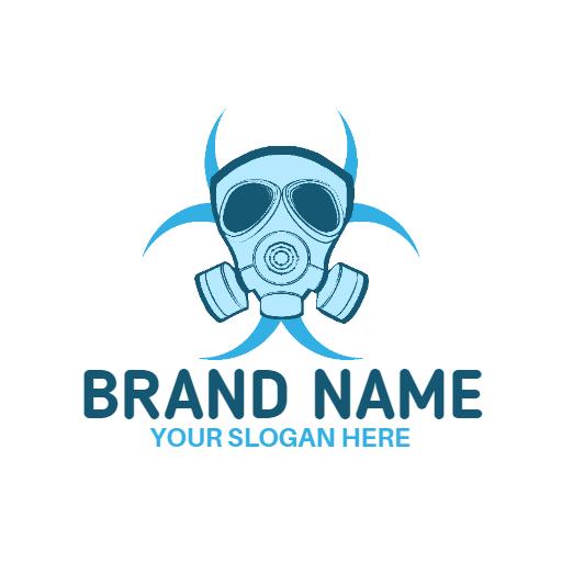 Stylish Blue Gas Mask Design Representing Toxic Safety Logo Template