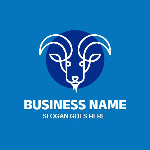 Stylish Blue Goat Design Representing Agriculture Logo Template