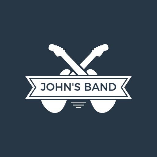 Stylish Blue Guitar Design Representing John's Band Logo Template
