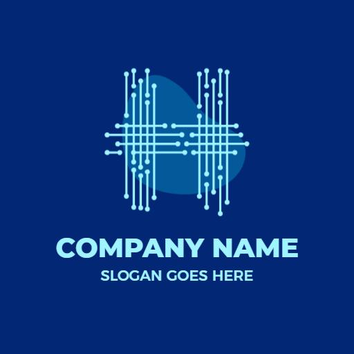 Stylish Blue H Letter Design with Modern Lines Logo Template