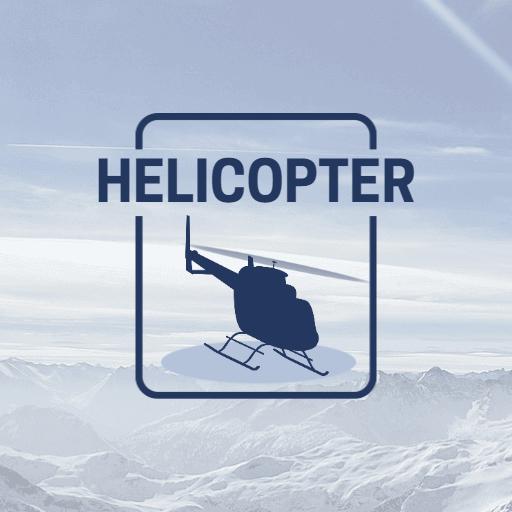 Stylish Blue Helicopter Design Set Against Scenic Background Logo Template
