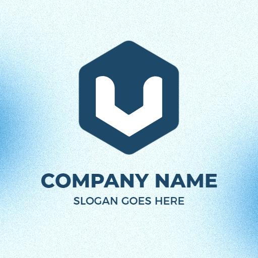 Stylish Blue Hexagon Featuring U Letter Design Logo Template