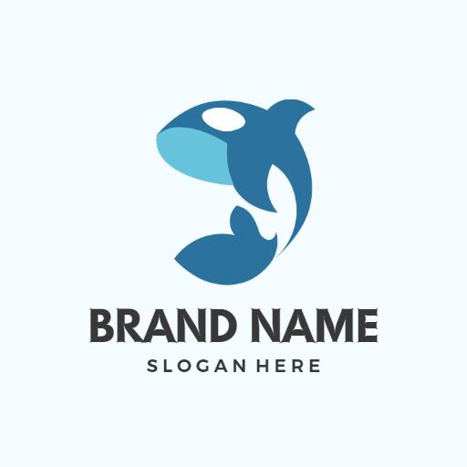 Stylish Blue Icon of Fish Representing Fishing Logo Template