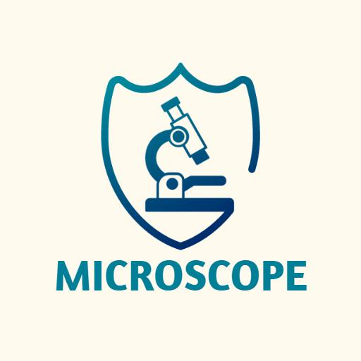 Stylish Blue Microscope Design Representing Science Logo Template