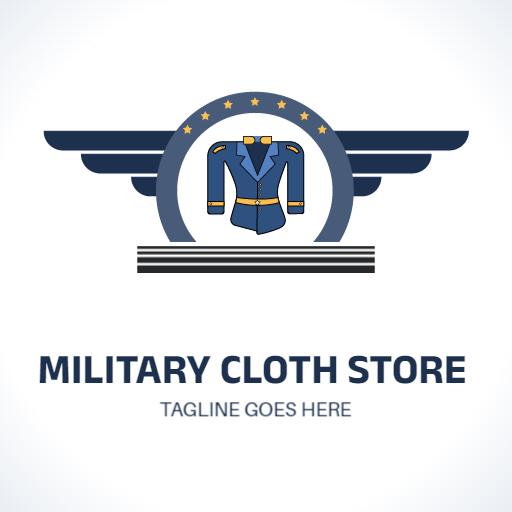 Stylish Blue Military Jacket Design for Clothing Brand Logo Template