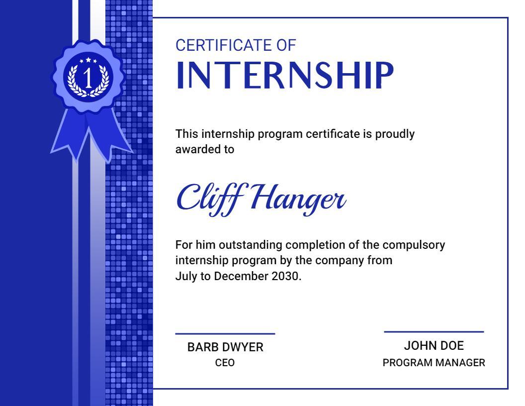 Stylish Blue Mosaic Design Internship Achievement Certificate Template
