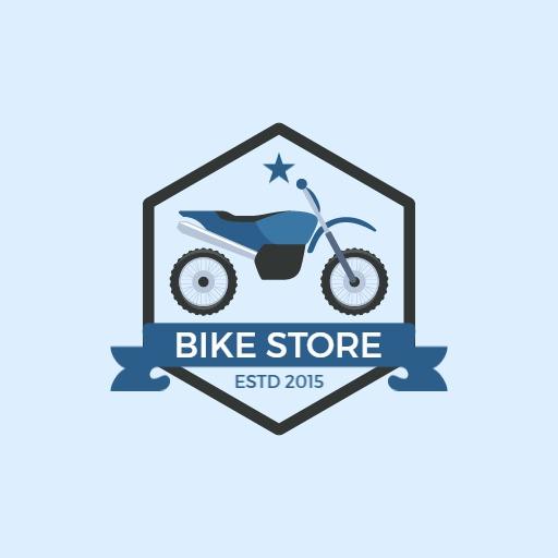 Stylish Blue Motorcycle Design for a Bike Store Logo Template