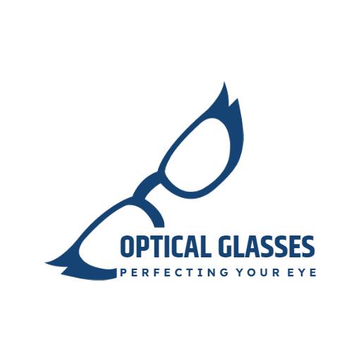 Stylish Blue Optical Glasses Enhancing Vision Care Logo Template