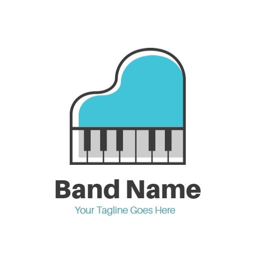 Stylish Blue Piano Design for Modern Band Logo Template