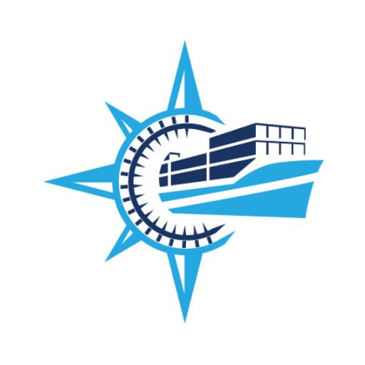 Stylish Blue Shipping Vessel with Nautical Elements Logo Template