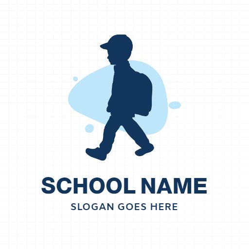Stylish Blue Silhouette of Student Represents School Logo Template
