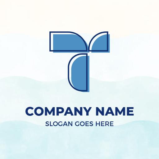 Stylish Blue T Letter Design for Corporate Branding Logo Template