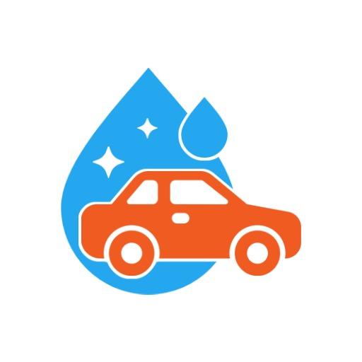 Stylish Blue Water Droplet and Orange Car Wash Logo Template