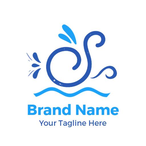 Stylish Blue Water Splash Illustrating Swimming Pool Logo Template