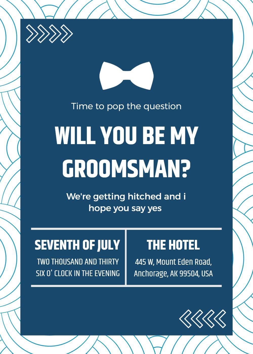 Stylish Bow Tie Groomsman Proposal Invitation Template