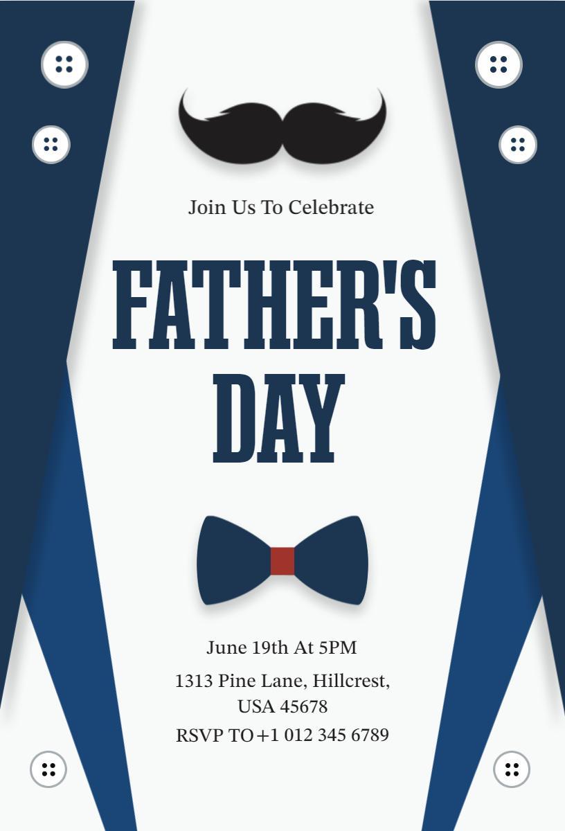 Stylish Bow Tie Themed Father's Day Celebration Invitation Template