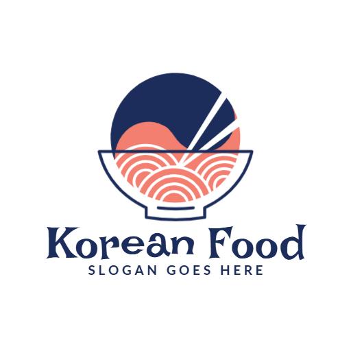 Stylish Bowl of Noodles Representing Korean Food Logo Template