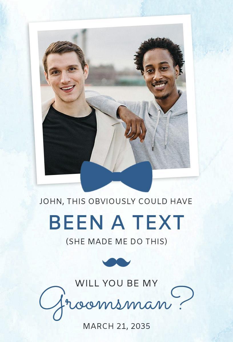 Stylish Bowtie Groomsman Proposal Invitation Template