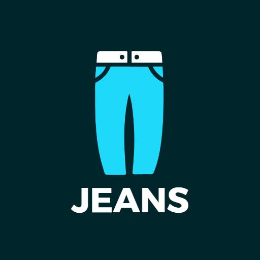 Stylish Bright Blue Jeans Graphic Design Logo Template