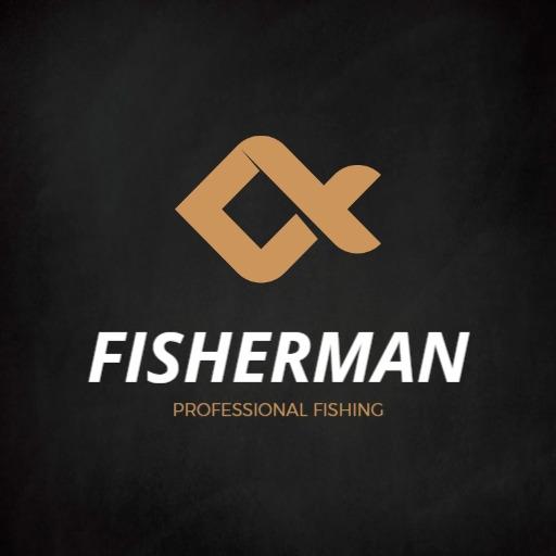 Stylish Brown and Gold Fisherman Logo for Professional Fishing Logo Template
