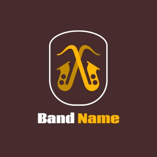 Stylish Brown and Gold Musical Instruments Band Logo Template