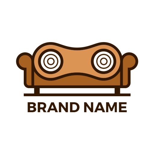 Stylish Brown Couch Design Representing Relaxation Frog Logo Template