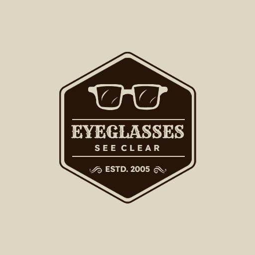 Stylish Brown Eyeglasses Emphasizing Clear Vision Optical Logo Template