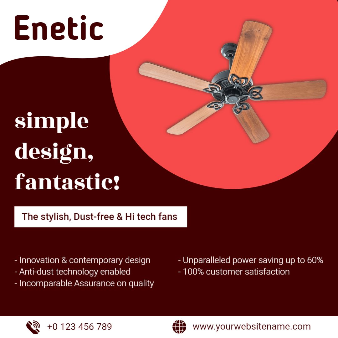 Stylish Brown Home Ceiling Fan Promotion with Dust-Free Technology Ad Template