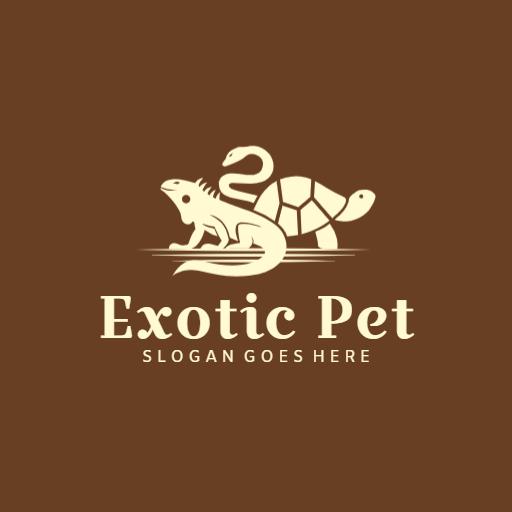 Stylish Brown Logo Displaying Diverse Exotic Pet Species Logo Template
