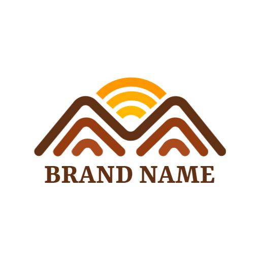 Stylish Brown Mountain Design with Wireless Connectivity Logo Template