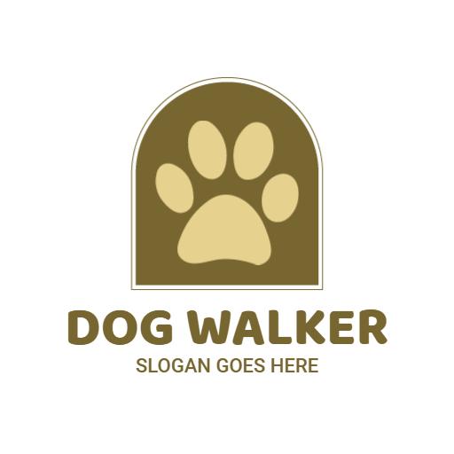 Stylish Brown Paw Print Emphasizing Dog Walker Services Logo Template