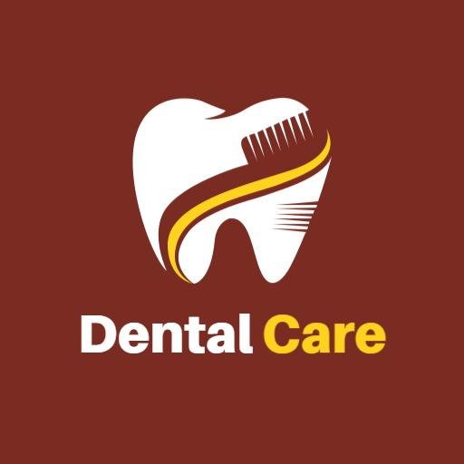 Stylish Brown Tooth Design Promoting Dental Care Logo Template