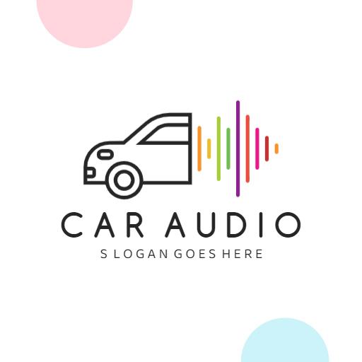 Stylish Car Icon with Vibrant Sound Waves in Design Logo Template