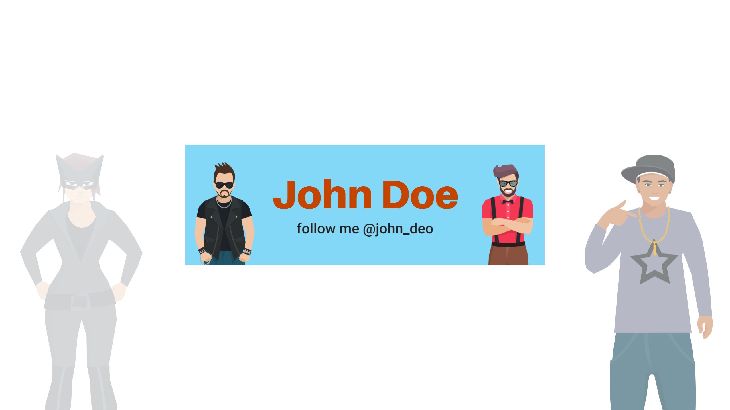 Stylish Character Illustrations on Blue Background YouTube Banner Template