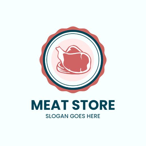 Stylish Circular Design Featuring Fresh Meat Store Logo Template