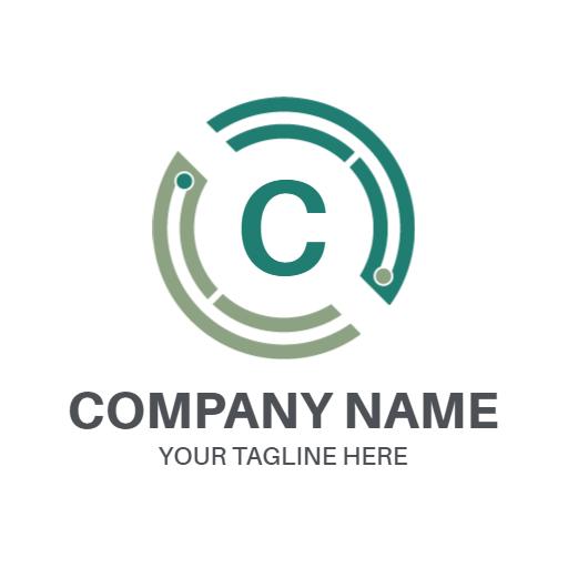 Stylish Circular Design with Green and Blue Colors Logo Template