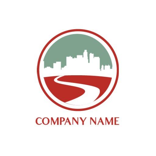 Stylish City Skyline Featuring A Scenic Road Design Logo Template