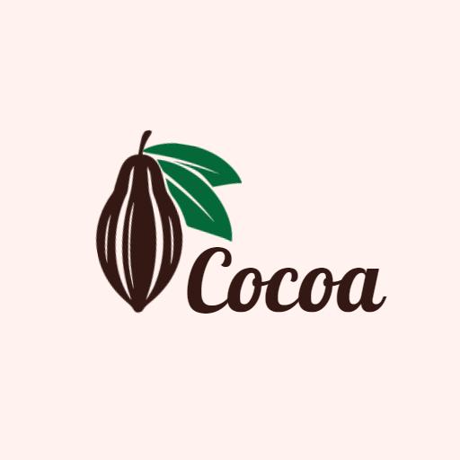 Stylish Cocoa Pod with Green Leaves Representing Chocolate Logo Template