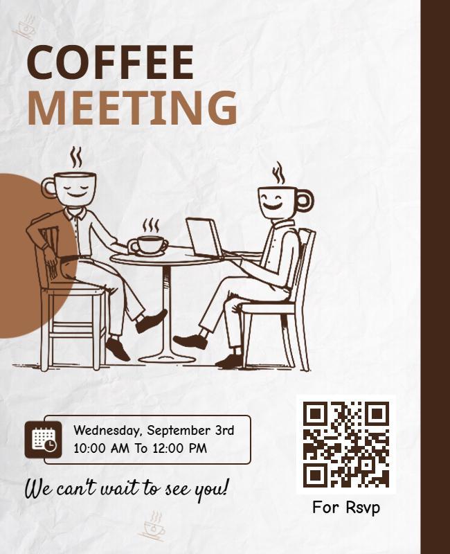 Stylish Coffee Meeting Invitation with Friendly Characters Poster Template