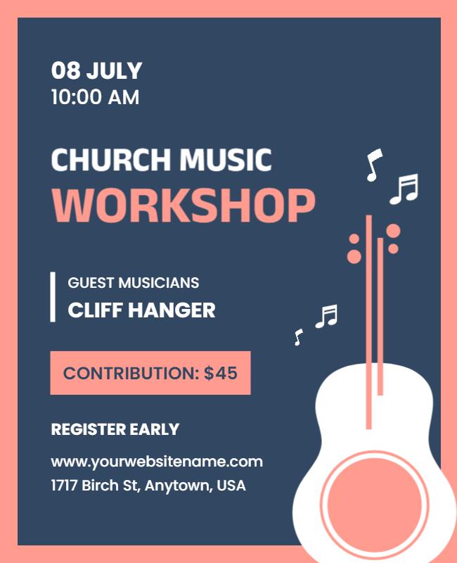 Stylish Coral Church Music Workshop Event Poster Template