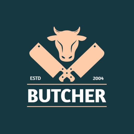 Stylish Cow and Cleaver Design Representing Butcher Services Logo Template