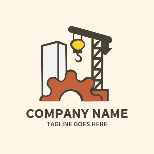 Stylish Crane and Gear Representing Construction Services Logo Template